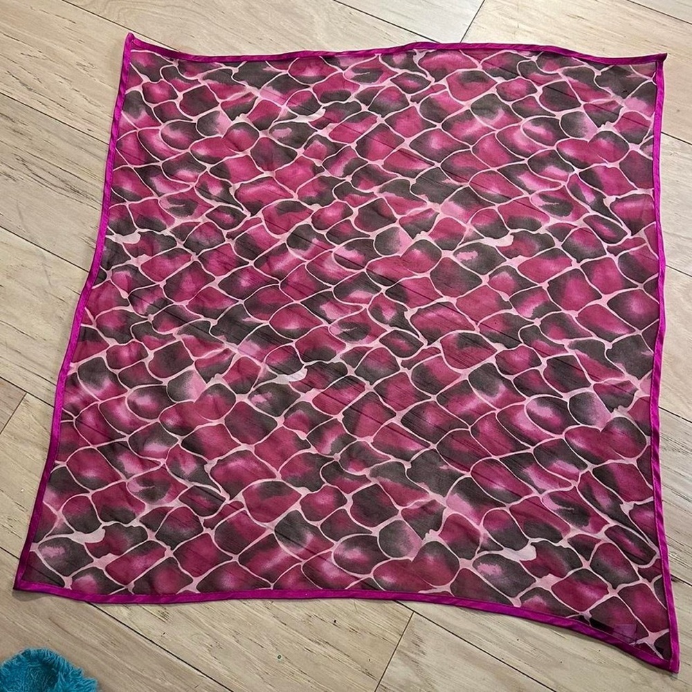 Elegant Pink and Brown 100% Silk Scarf